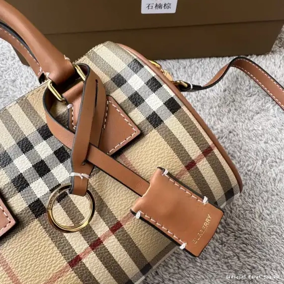 Official First Bag Ru Mini BURBERRY Bag-18.5*11*12CM Bowling Check 0516